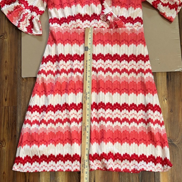 Donna Ricco Red and White Geometric Patterned Dress sz 14 - Picture 7 of 12
